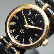 【GUCCI3本Set】 GUCCI グッチ シェリーライン GP/革 SS/革 QZ 電池交換済み 黒 文字盤 メンズ レディース 腕時計 まとめ売り 「23823」_画像3