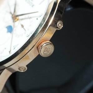 【電池交換済み】EDOX エドックス レ・ヴォベール Ref.40101 GP 革 QZ アイボリー文字盤 保 箱 付 メンズ 腕時計 「23833」の画像4