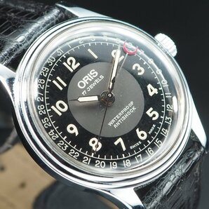 ORIS オリス SS/革 7406 302-7285B ポインターデイト 17石 手巻き 保証書 取扱説明書 箱 ボーイズ メンズ 腕時計 「23864」の画像3