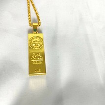 men's ladies necklace gold ingot 18k gold plated　メンズ レディース. 喜平 ネックレス ゴールド インゴット 鍍金 157_画像2