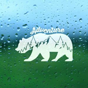 送料無料◆Adventure Bear アドベンチャーベア カッティングステッカー◆ホワイト｜15×9cm｜超防水 UVカット 屋外使用可【C034】