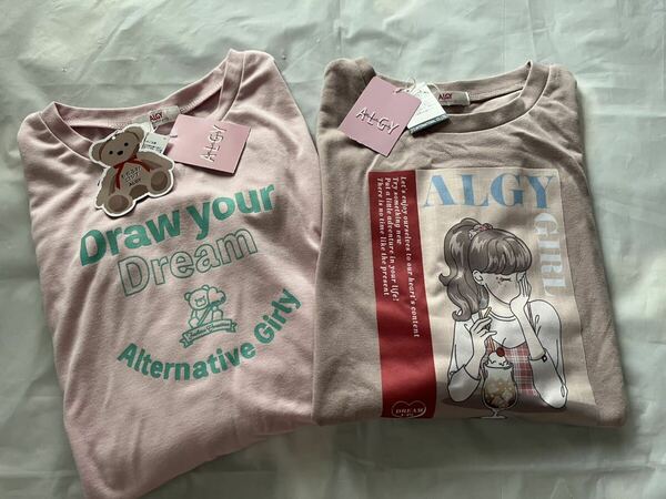 新品◆ALGY 160 150 長袖 Tシャツ M◆アルジー ロンT ピンク くま 女の子