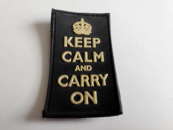 SWAT ORIGINAL（スワットオリジナル） KEEP CALM and CARRY ON PVC ラバーパッチ 黒