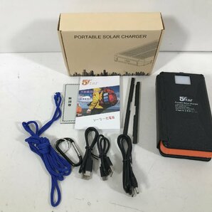 5Star Portable Solar Charger ソーラーチャージャー モバイルバッテリー ソーラパネル 4枚搭載 25000mAh オレンジ ユーズドの画像1