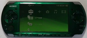 SONY, PSP-3000, グリーン,中古バッテリー&バッテリー蓋なし