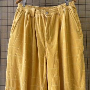 【TIGHTBOOTH/タイトブース】T VELOUR BALLOON PANTS YELLOW sizeL T総柄 ジャガード ベロア バルーン パンツ イエロー ジップポケット付の画像2