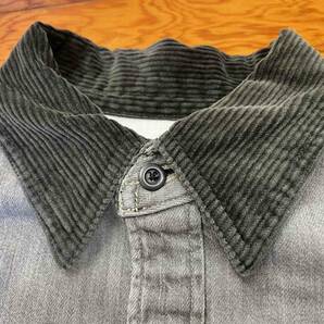 【UNITED ARROWS & SONS/ユナイテッドアローズ&サンズ】Corduroy Collar Black Denim Shirt ペイント加工 ブラックデニム シャツ 日本製の画像8