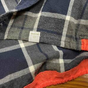 【kolor BEACON/カラービーコン】Cotton Flannel Check Shirt size2 裾周りオレンジライン コットン フランネル チェックシャツ 日本製の画像8