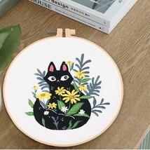 刺繍キット クロスステッチ 手芸キット ししゅう 黒猫 猫 ネコ 可愛い 植物 DIY ファッション 初心者 j_画像7