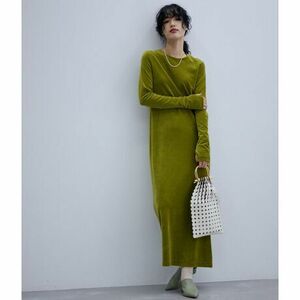 ADAM ET ROPE' ベロア BOTANICAL DYED DRESS ワンピース グリーン サイズ2