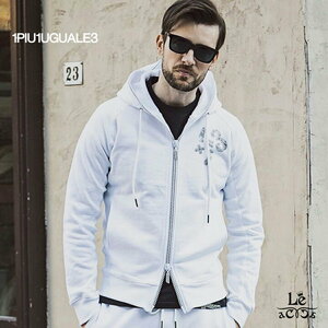 1piu1uguale3 RELAX 1+1＝3 RHINESTONE HOODIE パーカー ジップアップ ホワイト ラインストーン