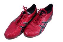 【美品】ASICS(アシックス) ゴルフシューズ 赤 メンズ 25.5cm ゴルフ用品 2403-0416_画像1