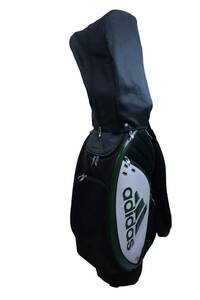【美品】adidas(アディダス) キャディバッグ 黒白緑 ゴルフ用品 2403-0367