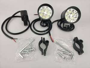 オートバイ/バイク ヘッドライト 補助灯 6連 ledフォグランプ ホワイト 2個入り 12V スポットライト プロジェクター バイク スイッチ*1