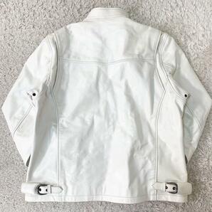 ほぼ未使用 希少 3L リューグーレザーズ LIUGOO LEATHERS シングルライダース レザージャケット 2XL 牛革 リアルレザー 白 ホワイトの画像5