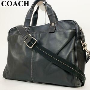 美品 COACH コーチ ブリーフケース 2way ビジネスバッグ バック ショルダーバッグ ハンドバッグ 通勤 ビジネス オールレザー F70094 カバン