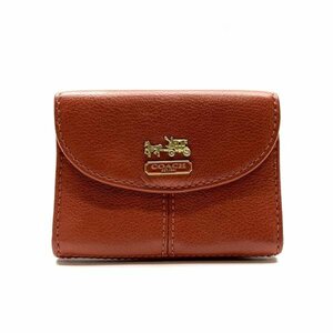 COACH コーチ 名刺入れ カードケース オレンジ 橙色 二つ折り パスケース 定期入れ レザー ロゴ レディース 婦人 管理RY24001349