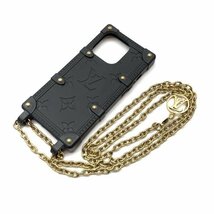 LOUIS VUITTON ルイヴィトン M81997 リ・トランク iPhone14Pro ケース ショルダー スマートフォンケース 黒 ブラック 管理RY24001640_画像1