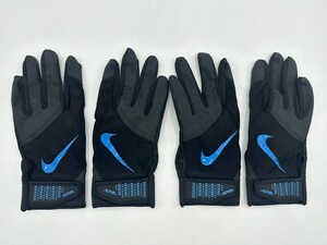 NIKE ナイキ 野球 両手バッティンググローブ ALPHA ブラックxブルー Size-S　2セット まとめ売り