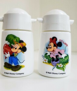 Mickey Mouse &amp; Minnie Mouse Pottery Seasoning Insert Germany Oil &amp; Sauce Set Showa Retro Olderly Disney Sassing Insert