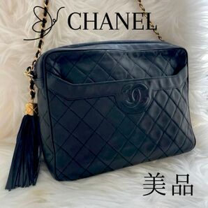 極美品 シャネル CHANEL チェーン ショルダーバッグ マトラッセ ココマーク 黒 ブラック 