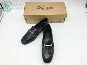 2404600639　＊ Stilmoda スティルモーダ ローファー 革靴 ブラック 黒 レディース 38 EEE 型押し シューズ 中古