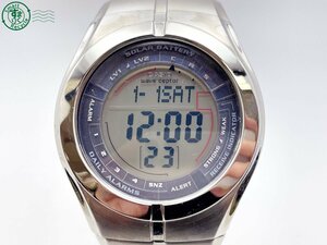 2404600731　＃ CASIO カシオ ウェーブセプター WV-100J ソーラー デジタル 腕時計 シルバー 純正ベルト ヴィンテージ 中古