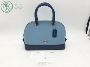 2404601105　＊ COACH コーチ ハンドバッグ レザー ブルー ネイビー 青 紺 ミニ レディース ファスナー難あり 中古 ジャンク