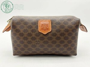 2404600795　▲ CELINE セリーヌ ポーチ バッグ MC96 レザー マカダム柄 ブラウン 茶 レディース 小物入れ 中古