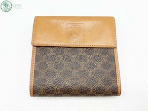 2404601414　△ CELINE セリーヌ 財布 二つ折り M/97/2 ウォレット マカダム柄 ブラウン 茶 レディース ブランド 中古