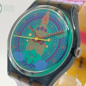 2404301579 ▽ swatch スウォッチ AG1992 メンズ 腕時計 QZ クォーツ カラフル マルチカラー グリーン系文字盤 箱付きの画像2