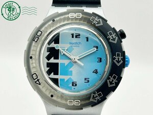 2404601790　◇ swatch スウォッチ AG1997 ブルー文字盤 ブラック メンズ クォーツ QUARTZ QZ 腕時計 中古