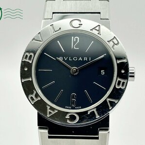 2404601940 ◇ 1円～! BVLGARI ブルガリ ブルガリブルガリ BB26SS 黒文字盤 シルバー デイト 箱付き レディース QUARTZ QZ 腕時計 中古の画像3