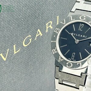 2404601940 ◇ 1円～! BVLGARI ブルガリ ブルガリブルガリ BB26SS 黒文字盤 シルバー デイト 箱付き レディース QUARTZ QZ 腕時計 中古の画像1