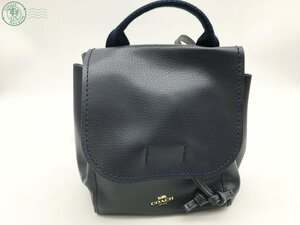 2404602492　☆ COACH コーチ F59819 巾着型 ミニ リュック レザー ネイビー系 レディース ブランド ヴィンテージ 中古品