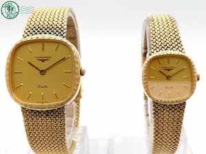 2404602583 # 1 jpy ~! LONGINES Longines pair watch L 963.4 L 150.4 quartz QZ 2 hands square wristwatch Gold face original belt 