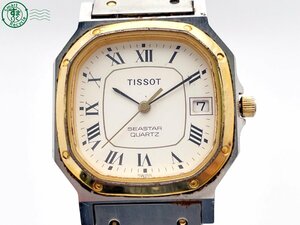 2404602561　＃ TISSOT ティソ SEASTAR シースター C-350 クォーツ QZ 3針 デイト 腕時計 白文字盤 ホワイト ローマン 純正ベルト 中古