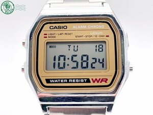 2404602961　＃ CASIO カシオ WR アラームクロノ 593 A158WE クォーツ QZ 3針 デジタル 腕時計 純正ベルト ヴィンテージ 中古