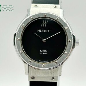 2404603158 ◇ 1円～! HUBLOT ウブロ MDM クラシックミニ 1280.1 黒文字盤 シルバー レディース クォーツ QUARTZ QZ 腕時計 中古の画像1