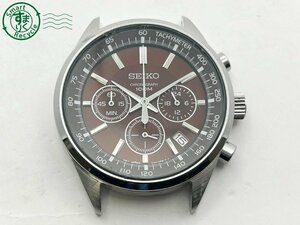 2404603228　◇ SEIKO セイコー クロノグラフ 6T63-00B0 フェイスのみ ブラウン系文字盤 シルバー デイト メンズ QUARTZ QZ 腕時計 中古