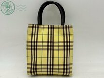 2404604176　▲ BURBERRY バーバリー ノバチェック ミニトートバッグ ハンドバッグ レディース イエロー ブラウン 鞄 中古_画像1