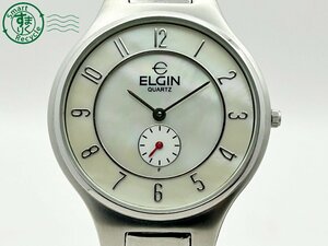 2404604098　◇ ELGIN エルジン FK-1287-F シェル文字盤 シルバー スモセコ 2針 メンズ クォーツ QUARTZ QZ 腕時計 中古