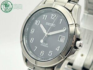 2404603979　 ◇ SEIKO セイコー V145-0AX0 SOLAR ソーラー 黒文字盤 デイト 3針 ラウンドフェイス メンズ 腕時計 中古