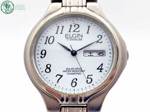 2404604541　＃ ELGIN エルジン FK-1223-C クォーツ QZ 3針 デイデイト 腕時計 白文字盤 ホワイト 純正ベルト ヴィンテージ 中古