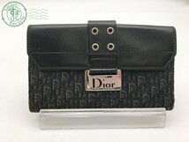 2404604342　＊ Christian Dior クリスチャン ディオール TR0052 財布 ブラック 黒 キャンバス レザー 長財布 札入れ ウォレット 中古_画像1