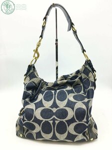 2404603043　 ☆ COACH コーチ 12577 ショルダーバッグ 手提げバッグ デニム シグネチャー ブルー系 レディース ブランド 中古品