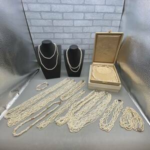 [P-51] pearl pearl rice pearl necklace bracele summarize silver SILVER 925 stamp long necklace accessory gross weight 532g