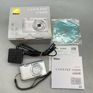 【Q-253】 Nikon COOLPIX S3600 ニコン クールピクス デジカメ シルバー 本体充電アダプター 箱 動作未確認 ジャンク