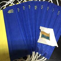 ウクライナ応援、連帯、デモ用、国章入り 国旗カラー マスクカバー１０枚と、ウクライナ国章入り国旗型ピンバッジのセットです。 送料無料 _画像2