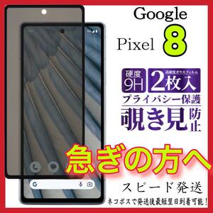 ［2枚入］Google Pixel 8 フィルム 覗き見防止 強化ガラス グーグルピクセル8 保護フィルム スピード発送 画面 液晶保護フィルム 全面保護